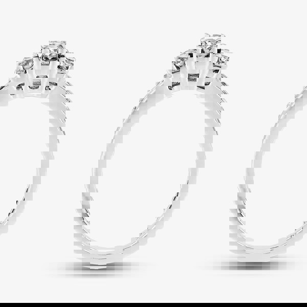 T. H. Baker 9ct White Gold 0.50ct Diamond Shouldered Trilogy Ring TH010325112136