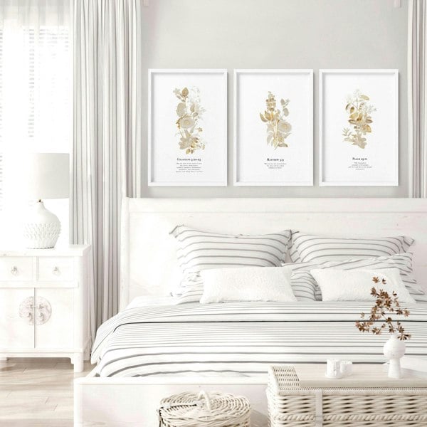 Christian modern art for bedroom | set of 3 wall art prints