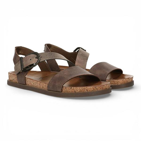 Blowfish Malibu Lance - Women's Brown Silver Footbed Strappy Flat Sandals
