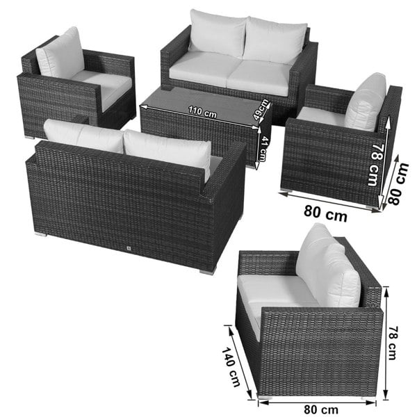 Giardino Sydney 6 Seater Rattan Conversation Sofa Set with Coffee Table