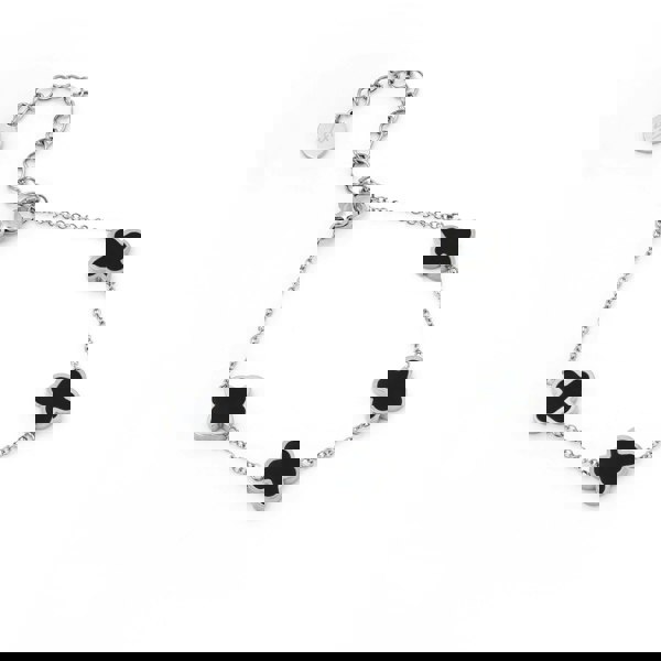 Say It With Graphite Crystal Clover Bracelet - Silver