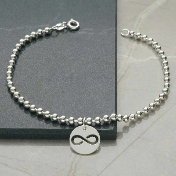 Christopher James of London Sterling Silver Bead Ball Anklet With Your Choice of Charm - 7. Infinity Charm