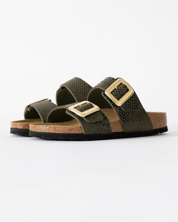 Birkenstock Sydney Big Buckle Synthetic Womens Sandals - Shiny Snake Sage