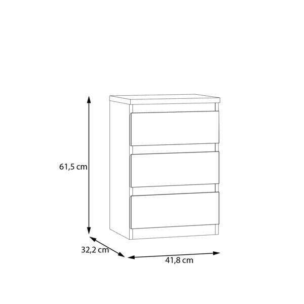 Furniture To Go Edmore 3 Drawer Bedside Chest in Sage Green