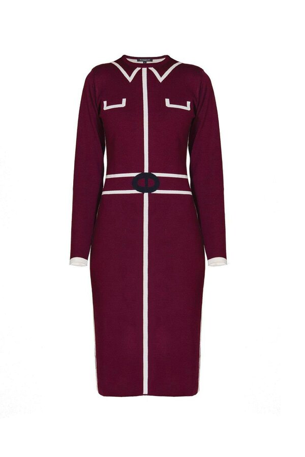 Claire knitted jacquard dress in mulberry