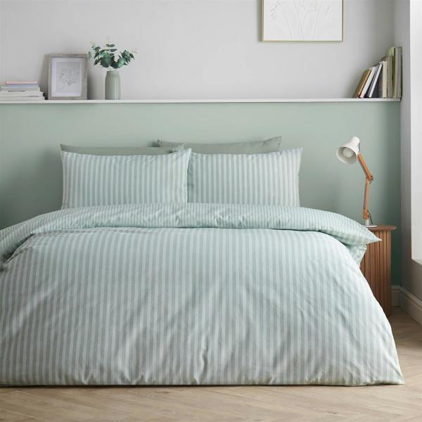 Epping Textured Stripe Green Duvet Cover Set
