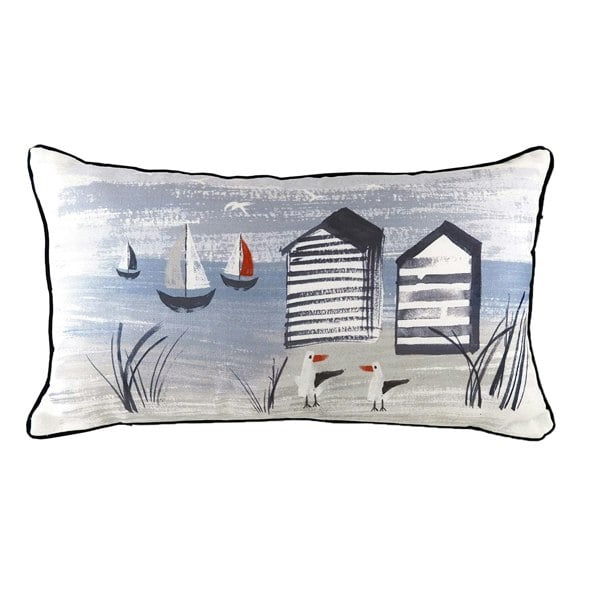 Evans Lichfield Nautical Beach Hut Cushion Cover - Blue/Grey/Black