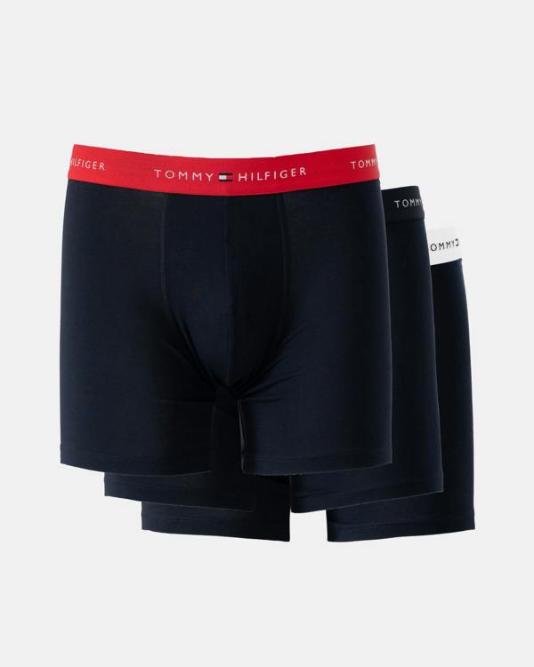 Tommy Hilfiger 3 Pack Mens Waistband Boxer Briefs - Primary Red/White/Desert Sky