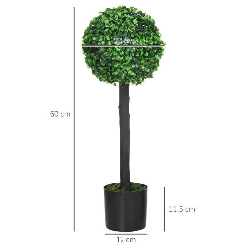 Wyld Haus Rimmo Set Of 2 Artificial Boxwood Ball Trees Suitable For Indoor Or Outdoor Settings