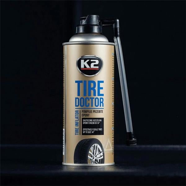 K2 Tire Doctor Inflator Seals Inflates Punctured Tires Tube Wheel Repair 400ml