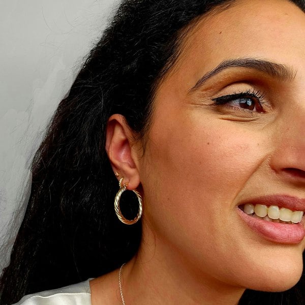 Twisted Gold Plated Round Minimalist Stylish Hoops