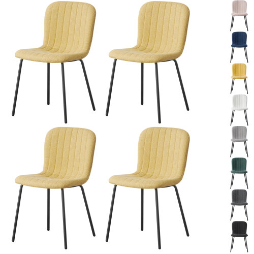 Set of 4 Teddy Faux Fur Stitched Design Dining Chairs Bella