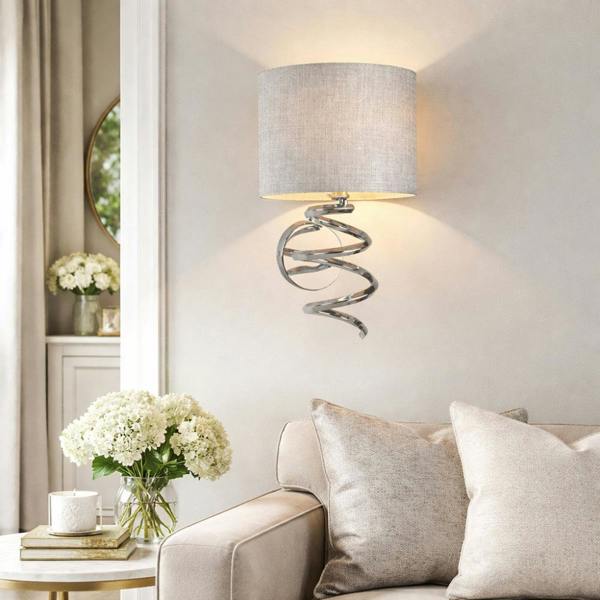 Pagazzi Lighting Kasi 1 Light Polished Chrome Wall Light with Grey Shade