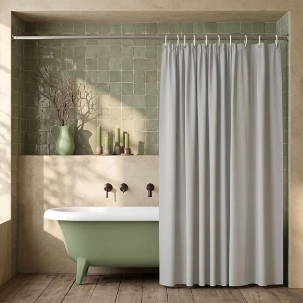 Blue Canyon Grey Polyester Shower Curtain 180x180cm