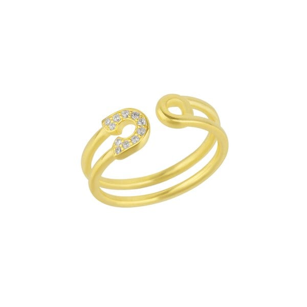 Spero London Sterling Silver Pave Jewelled Safety Pin Ring