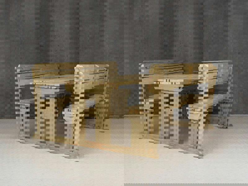 Alders Rounded Picnic Table and Benches Set with Backrest – Wooden Outdoor Dining Set for Gardens and Patios