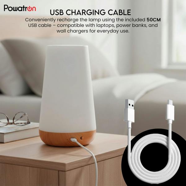Powatron LED Night Light - RGB 13 Color Changing LED Touch Bedside Table Lamp With Timer Function - Rechargeable Remote Control