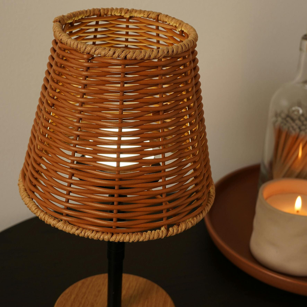 Hestia Wicker LED Rechargeable Touch Lamp