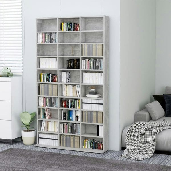 Berkfield CD Cabinet Concrete Grey 102x16x177.5 cm Engineered Wood