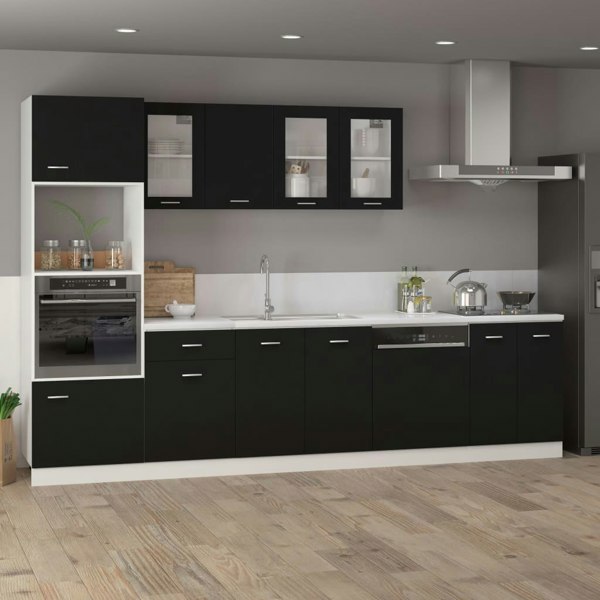 Berkfield Hanging Glass Cabinet Black 80x31x60 cm Engineered Wood