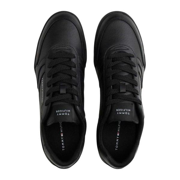 Tommy Hilfiger Mens Lopro Leather Trainers - Black - 