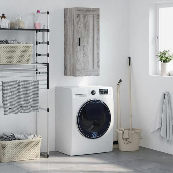 Berkfield Wall Mounted Cabinet Grey Sonoma 34.5x34x90 cm Engineered Wood