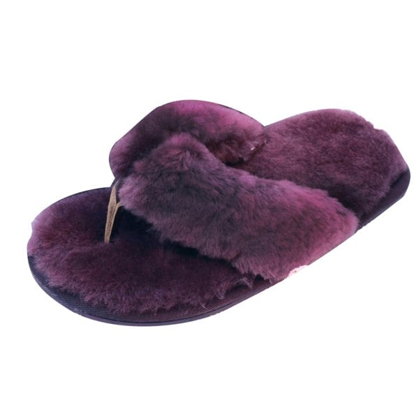 Eastern Counties Leather Womens/Ladies Sheepskin Flip Flops - Plum