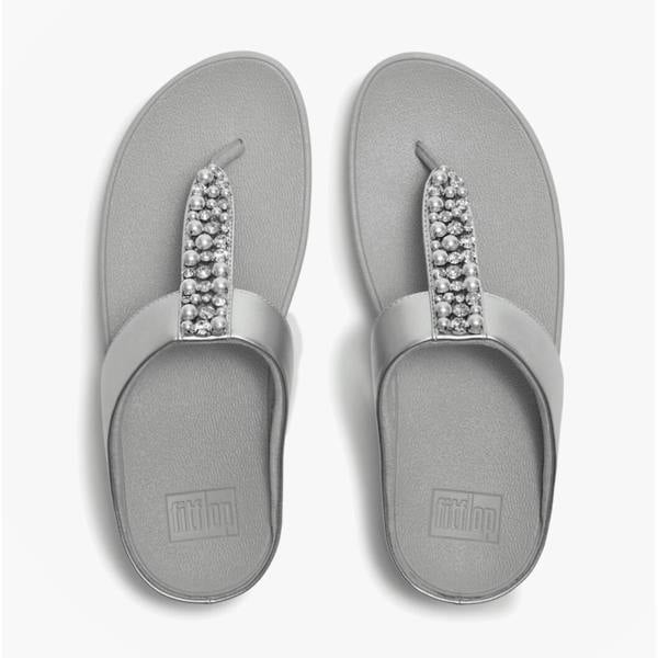 FitFlop FitFlop FINO PEARLS AND CRYSTAL Womens Toe-Post Sandals Silver