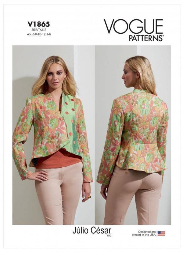 Vogue Sewing Pattern 1865, Jackets for Women, A5 (6-8-10-12-14) - Intermediate