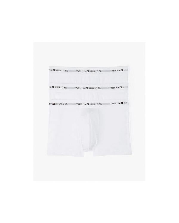 Tommy Hilfiger 3 Pack Mens Contrast Trunks - White/White/White - CHO - Designer Mens Underwear