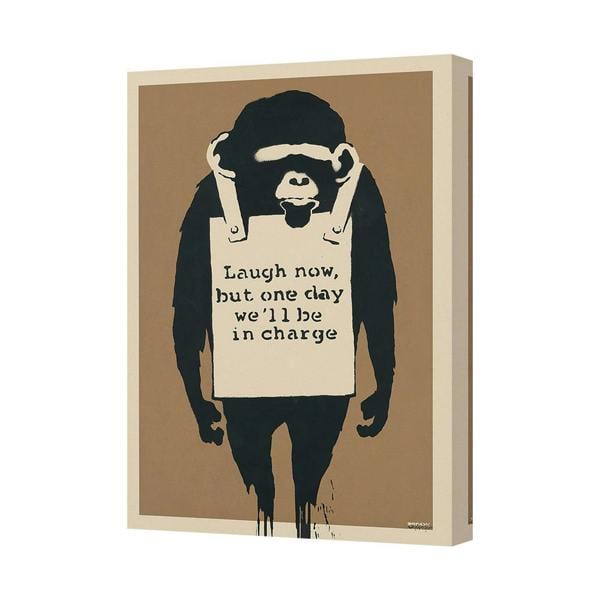 Benjamin Tate Design Contemporary Monkey Canvas Art Print With Signed Quote On Deep Frame