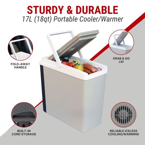 Koolatron 17L Electric Cool Box Warmer Mini Car Fridge Portable Iceless Cooler for Travel Camping