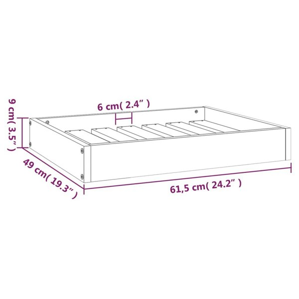 Berkfield Dog Bed 61.5x49x9 cm Solid Wood Pine