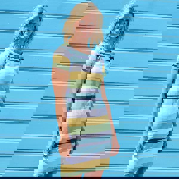 Lazy Jacks Women's Striped T-Shirt Dress - Green