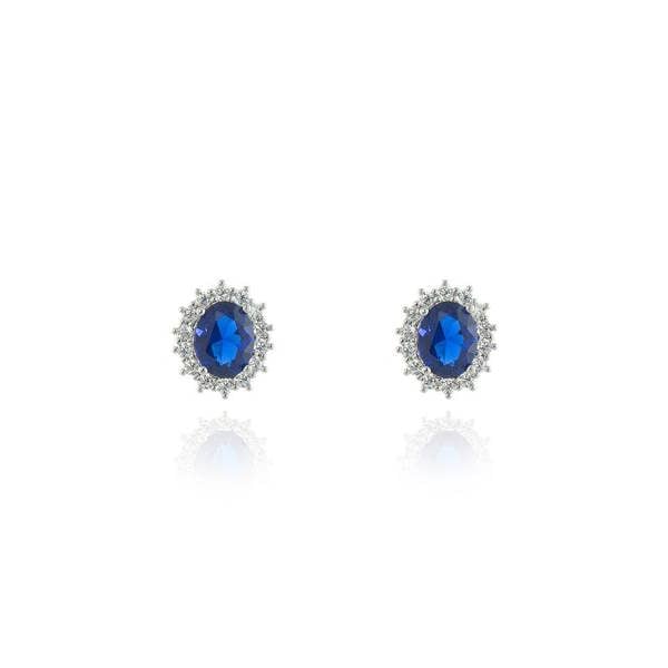 Cachet London Dacia Silver Sapphire Earrings
