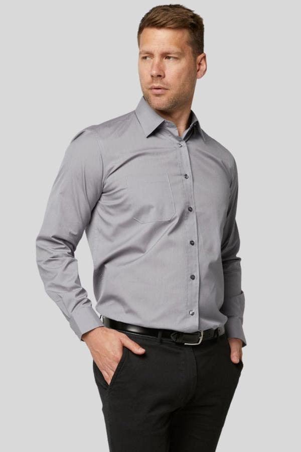 Silver Grey Classic Easy Care Long Sleeve Shirt