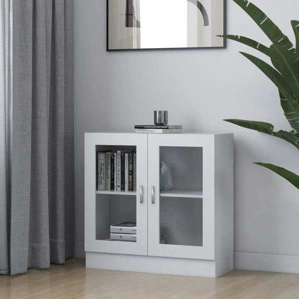 Berkfield Vitrine Cabinet White 82.5x30.5x80 cm Engineered Wood