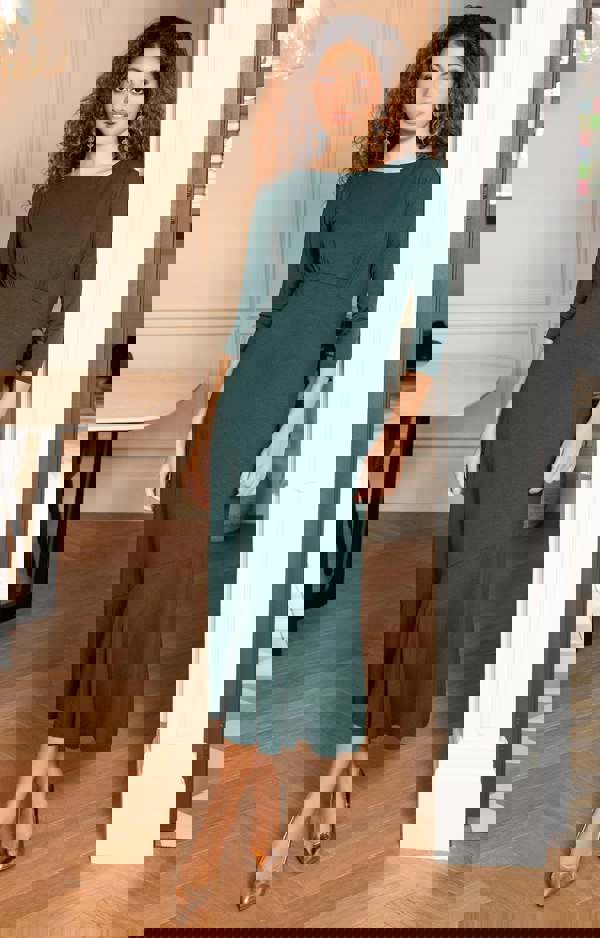 Alie Street London Maxine Asymmetric Dress (Pine Green)