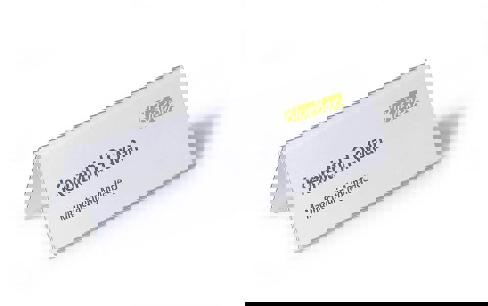 Durable Clear Plastic Table Place Name Holders and Inserts | 25 Pack | 61x210mm