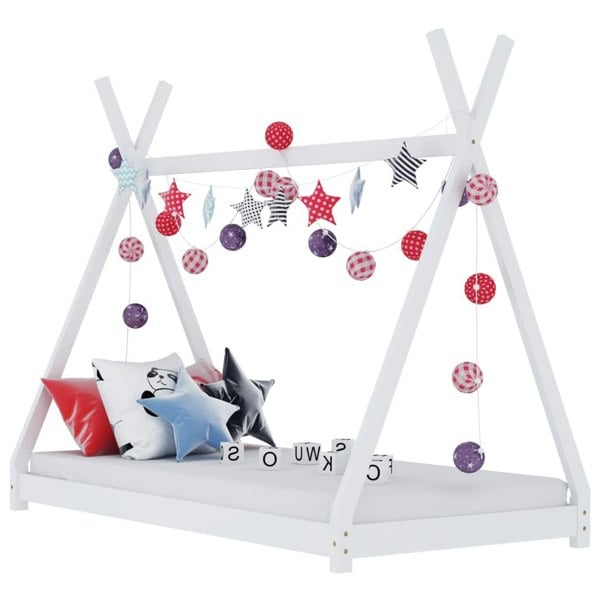 Berkfield Kids Bed Frame White Solid Pine Wood 80x160 cm
