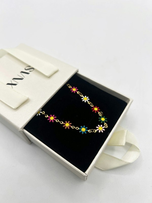 SVNX Daisy Chain Necklace in Multi Gold Plating