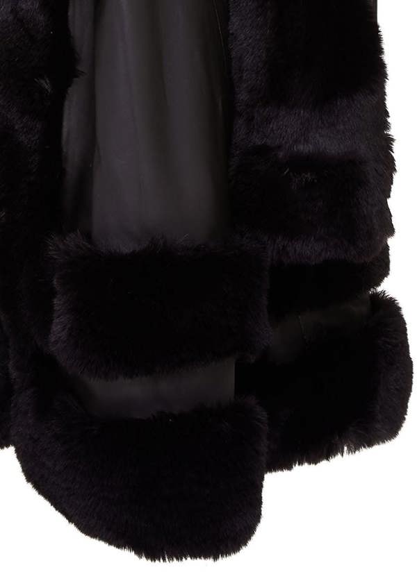 Infinity Leather Womens Flared Black Leather Hooded Cape Coat With Fur - Mandal