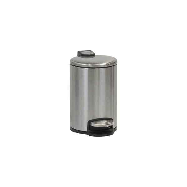 CALITEK 3 Litre Bathroom Pedal Bin Stainless Steel Soft Close Lid Silver