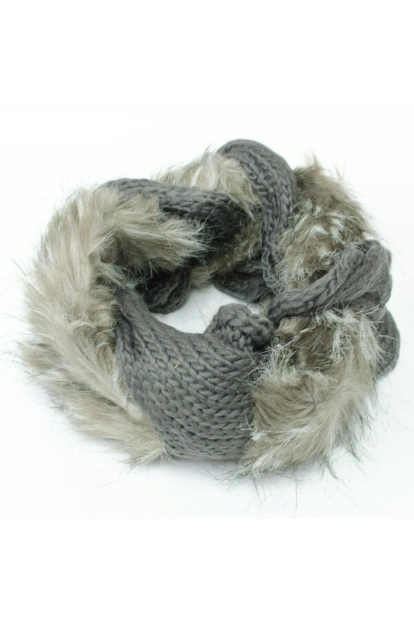 ikrush Saoirse Knitted Faux Fur Twist Neck Warmer
