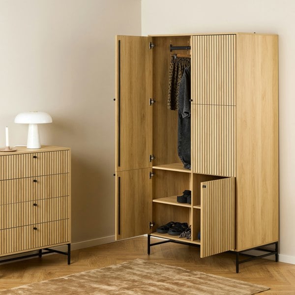 Furniture To Go Albany Wardrobe 4 Doors in Black/Oak
