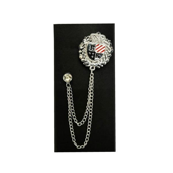 Stars & Stripes Shield Emblem Chain Lapel Pin