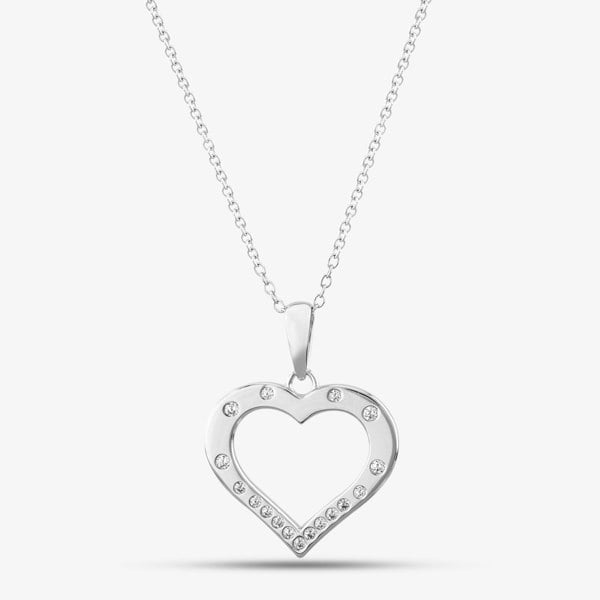 T. H. Baker Silver Cubic Zirconia Open Heart Pendant Necklace SP06405A