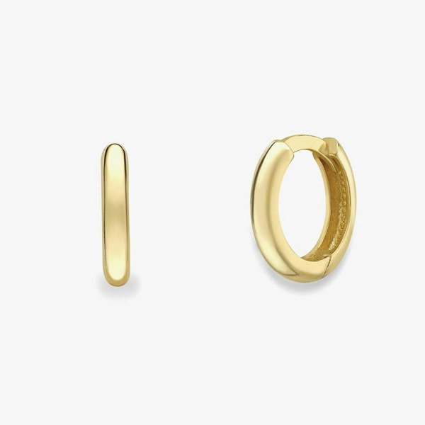 T. H. Baker 9ct Yellow Gold Plain Huggie Hoop Earrings 120525147602