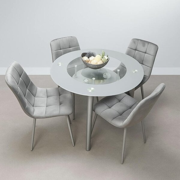 Kosy Koala Dining Table And 4 Chairs Round Glass Table With 4 Velvet Chairs Dining Room Furniture