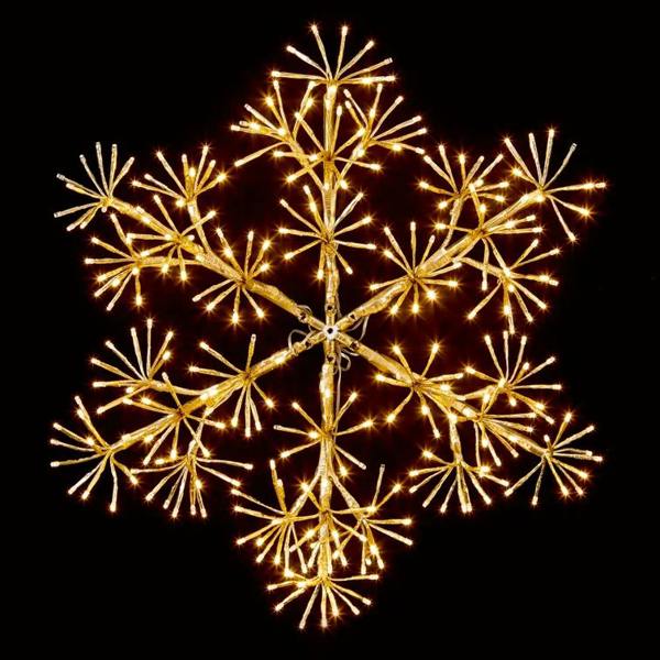 Shatchi 64cm Starburst Snowflake Silhouette with 300 Warm White Twinkling Micro LED Lights